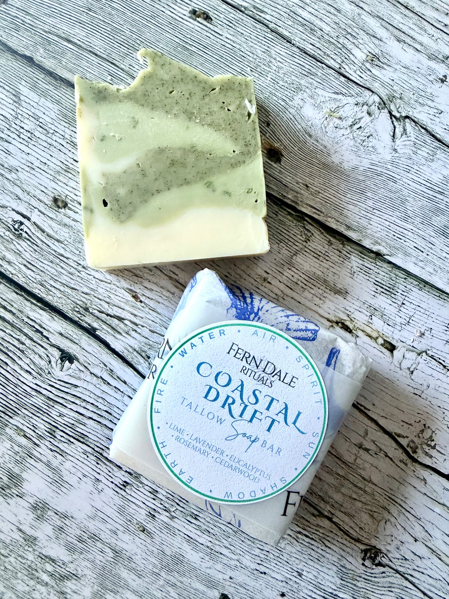 Coastal Drift - Lime, Lavender, Eucalyptus, Rosemary & Cedarwood (Water) Tallow Soap